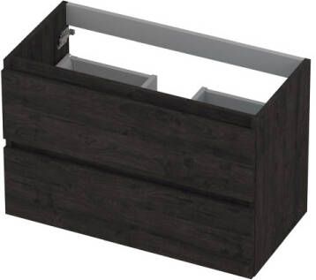 INK Onderkast 2 laden greeploos met houten keerlijst 80 cm x 40 cm x 52 cm Houtskool eiken 1257018