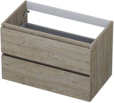 INK Onderkast 2 laden greeploos met houten keerlijst 80 cm x 45 cm x 52 cm Greige eiken 1257129