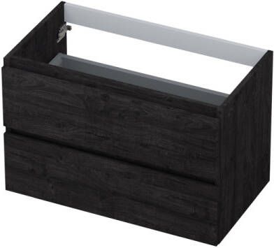 INK Onderkast 2 laden greeploos met houten keerlijst 80 cm x 45 cm x 52 cm Houtskool eiken 1257128