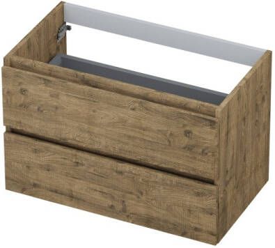 INK Onderkast 2 laden greeploos met houten keerlijst 80 cm x 45 cm x 52 cm Naturel eiken 1257123