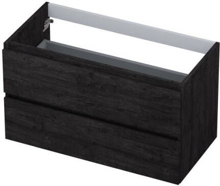 INK Onderkast 2 laden greeploos met houten keerlijst 90 cm x 45 cm x 52 cm Houtskool eiken 1257138