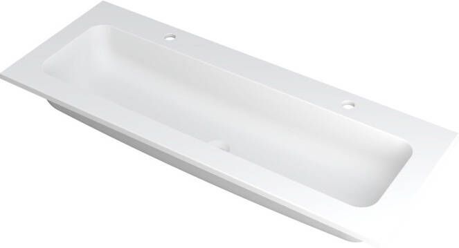 INK Wastafel Faktor polystone centraal met 2 kraangaten 120 cm x 45 cm x 1 5 cm Mat wit 3407222