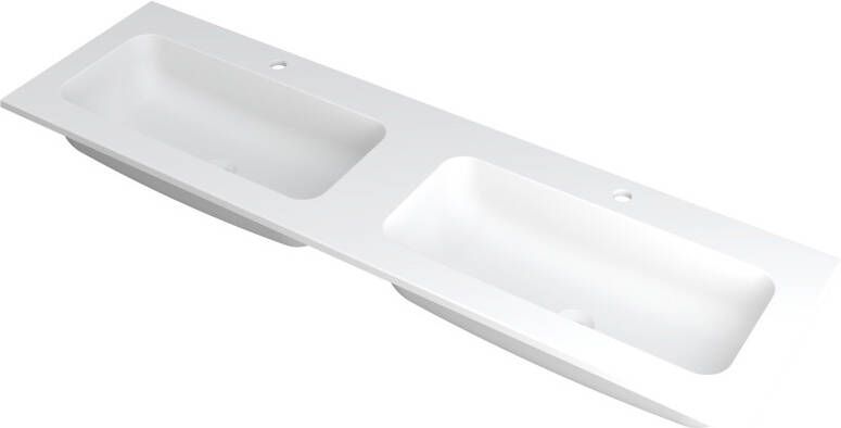 INK Wastafel Faktor polystone dubbel met 2 kraangaten 160 cm x 45 cm x 1 5 cm Mat wit 3407242