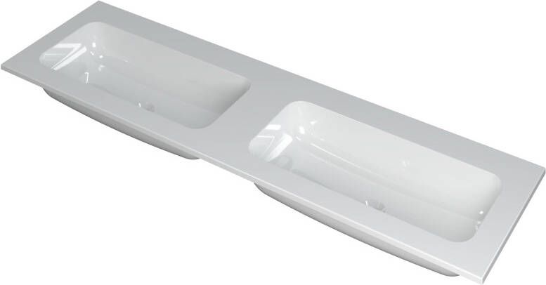 INK Wastafel Faktor polystone dubbel zonder kraangaten 160 cm x 45 cm x 1 5 cm Glans wit 3407040