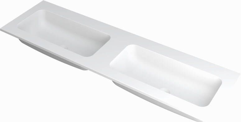 INK Wastafel Faktor polystone dubbel zonder kraangaten 160 cm x 45 cm x 1 5 cm Mat wit 3407240
