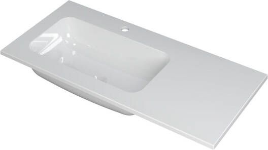 INK Wastafel Faktor polystone l s met 1 kraangat 100 cm x 45 cm x 1 5 cm Glans wit 3407015