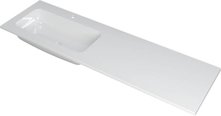 INK Wastafel Faktor polystone l s met 1 kraangat 160 cm x 45 cm x 1 5 cm Glans wit 3407045