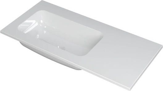 INK Wastafel Faktor polystone l s zonder kraangat 100 cm x 45 cm x 1 5 cm Glans wit 3407014
