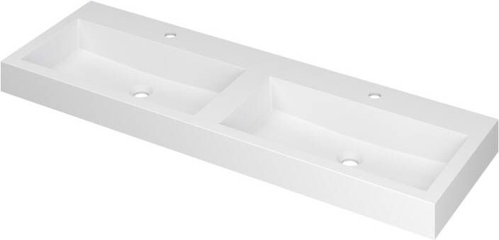 INK Wastafel Momento Polystone dubbel met 2 kraangaten 140 cm x 45 cm x 9 cm Mat wit 3421351