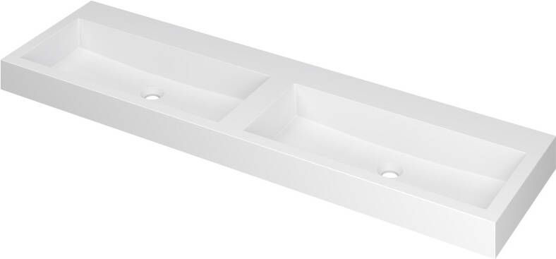 INK Wastafel Momento Polystone dubbel zonder kraangaten 160 cm x 45 cm x 9 cm Mat wit 3421360