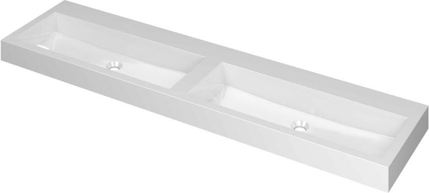 INK Wastafel Momento Polystone dubbel zonder kraangaten 180 cm x 45 cm x 9 cm Glans wit 3421070