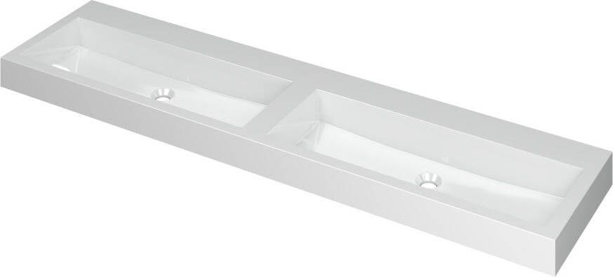 INK Wastafel Momento Polystone dubbel zonder kraangaten 180 cm x 45 cm x 9 cm Mat wit 3421370