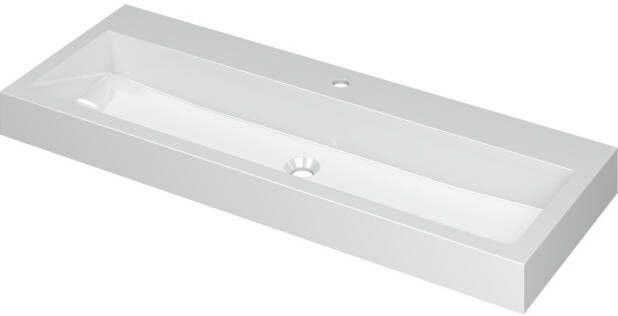INK Wastafel Momento Polystone met 1 kraangat 120 cm x 45 cm x 9 cm Glans wit 3421041