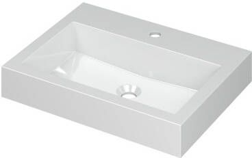 INK Wastafel Momento Polystone met 1 kraangat 60 cm x 45 cm x 9 cm Glans wit 3421001