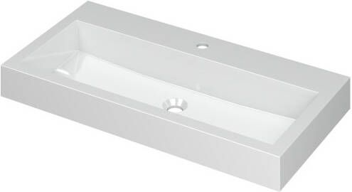 INK Wastafel Momento Polystone met 1 kraangat 90 cm x 45 cm x 9 cm Glans wit 3421021