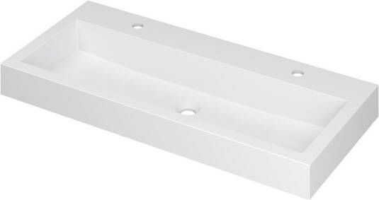 INK Wastafel Momento Polystone met 2 kraangaten 100 cm x 45 cm x 9 cm Mat wit 3421332