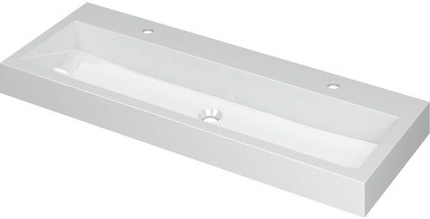 INK Wastafel Momento Polystone met 2 kraangaten 120 cm x 45 cm x 9 cm Glans wit 3421042