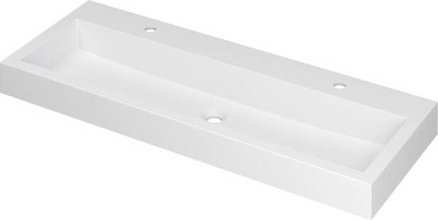 INK Wastafel Momento Polystone met 2 kraangaten 120 cm x 45 cm x 9 cm Mat wit 3421342
