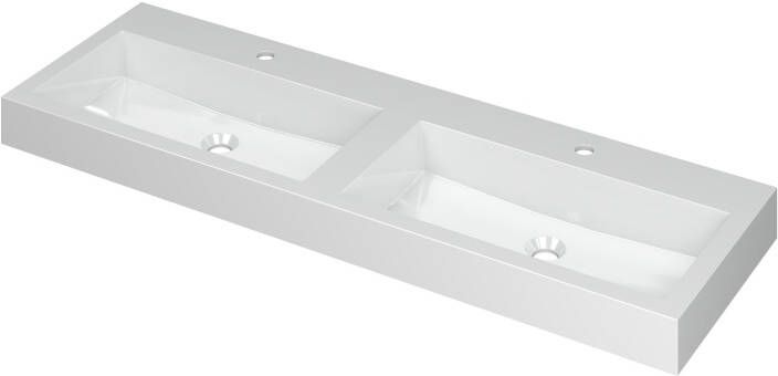 INK Wastafel Momento Polystone met 2 kraangaten 140 cm x 45 cm x 9 cm Glans wit 3421051