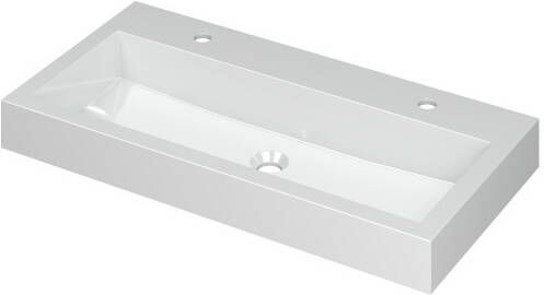 INK Wastafel Momento Polystone met 2 kraangaten 90 cm x 45 cm x 9 cm Glans wit 3421022