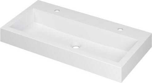 INK Wastafel Momento Polystone met 2 kraangaten 90 cm x 45 cm x 9 cm Mat wit 3421322
