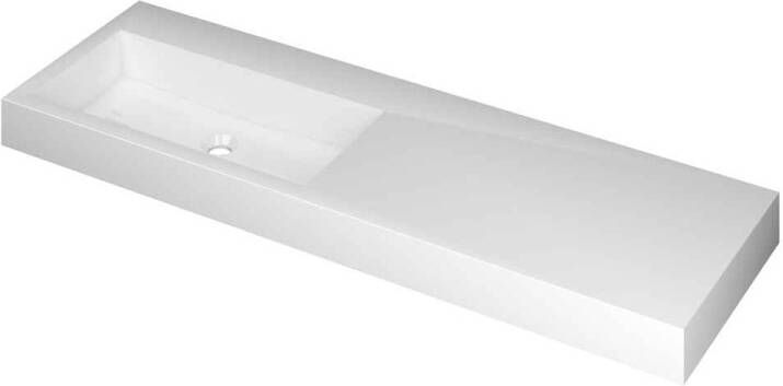 INK Wastafel Momento Polystone Wasbak L s zonder Kraangat 140x9x45 cm Glans Wit