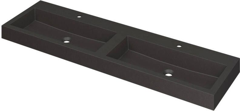 INK Wastafel Momento Quartz dubbel met 2 kraangaten 160 cm x 45 cm x 9 cm Quartz zwart 3421261