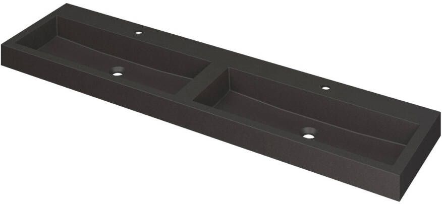 INK Wastafel Momento Quartz dubbel met 2 kraangaten 180 cm x 45 cm x 9 cm Quartz zwart 3421271