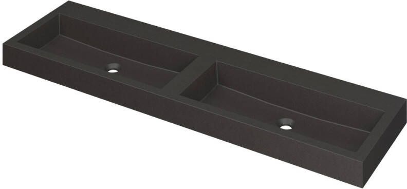 INK Wastafel Momento Quartz dubbel zonder kraangaten 160 cm x 45 cm x 9 cm Quartz zwart 3421260