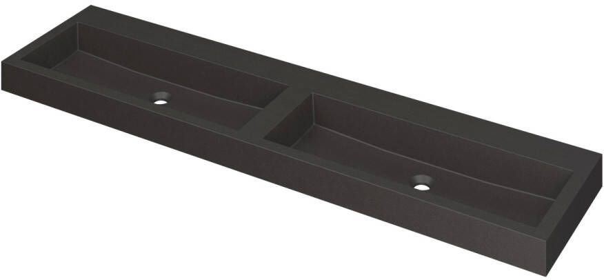 INK Wastafel Momento Quartz dubbel zonder kraangaten 180 cm x 45 cm x 9 cm Quartz zwart 3421270