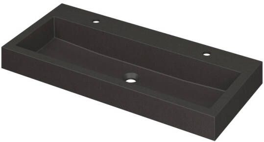 INK Wastafel Momento Quartz met 2 kraangaten 100 cm x 45 cm x 9 cm Quartz zwart 3421232
