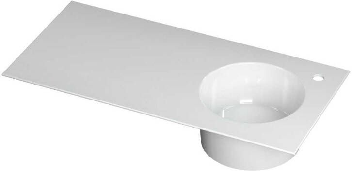 INK Wastafel UFO porselein rond rechts met 1 kraangat rechts 100 cm x 48 cm x 18 cm Glans wit 0300942