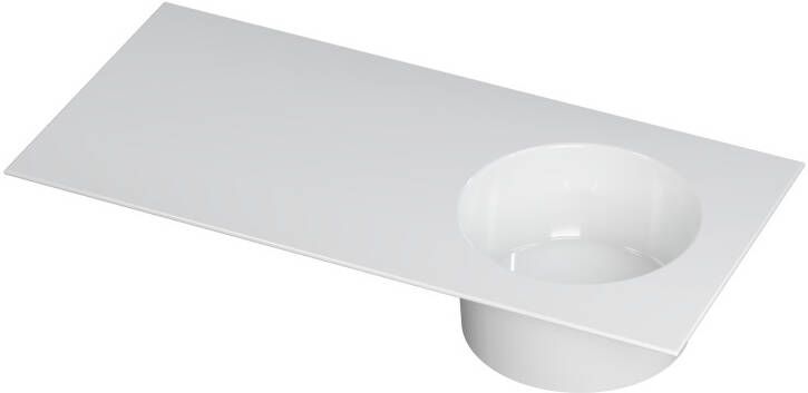 INK Wastafel UFO porselein rond rechts zonder kraangat 100 cm x 48 cm x 18 cm Glans wit 0300940