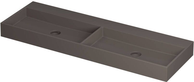 INK Wastafel United Porselein dubbel zonder kraangat incl. porseleinen click plug en verborgen overloop systeem 140 cm x 45 cm x 11 cm Mat basento 0206143
