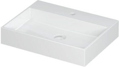 INK Wastafel United Porselein met 1 kraangat incl. porseleinen click plug en verborgen overloop systeem 60 cm x 45 cm x 11 cm Glans wit 0206011