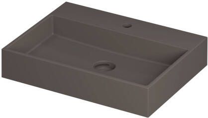 INK Wastafel United Porselein met 1 kraangat incl. porseleinen click plug en verborgen overloop systeem 60 cm x 45 cm x 11 cm Mat basento 0206013