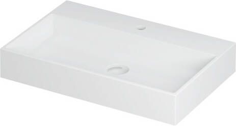 INK Wastafel United Porselein met 1 kraangat incl. porseleinen click plug en verborgen overloop systeem 70 cm x 45 cm x 11 cm Mat wit 0206032
