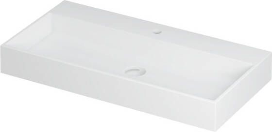 INK Wastafel United Porselein met 1 kraangat incl. porseleinen click plug en verborgen overloop systeem 90 cm x 45 cm x 11 cm Mat wit 0206052