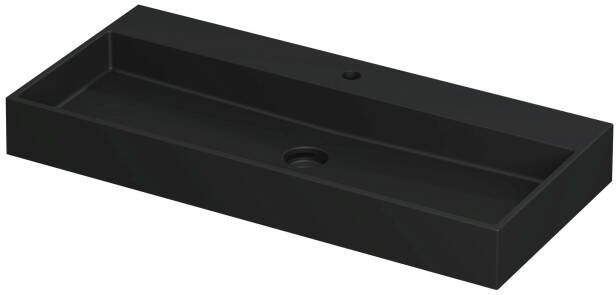 INK Wastafel United Porselein met 1 kraangat incl. porseleinen click plug en verborgen overloop systeem 100 cm x 45 cm x 11 cm Mat zwart 0206074