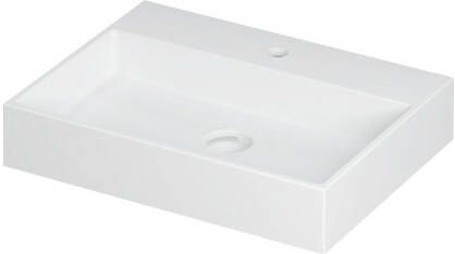 INK Wastafel United Porselein met 1 kraangat incl. porseleinen click plug en verborgen overloop systeem 60 cm x 45 cm x 11 cm Mat wit 0206012