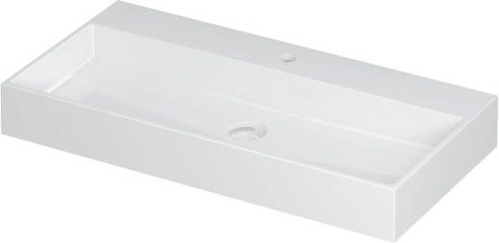 INK Wastafel United Porselein met 1 kraangat incl. porseleinen click plug en verborgen overloop systeem 90 cm x 45 cm x 11 cm Glans wit 0206051