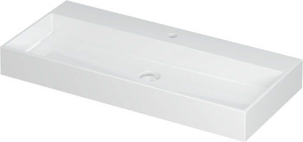 INK Wastafel United Porselein met 1 kraangat incl. porseleinen click plug en verborgen overloop systeem 100 cm x 45 cm x 11 cm Glans wit 0206071