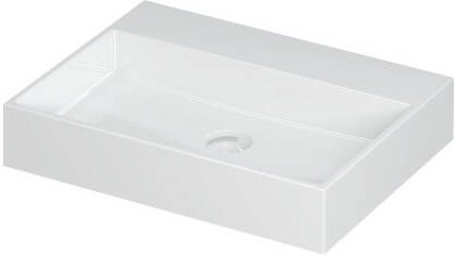 INK Wastafel United Porselein zonder kraangat incl. porseleinen click plug en verborgen overloop systeem 60 cm x 45 cm x 11 cm Glans wit 0206001