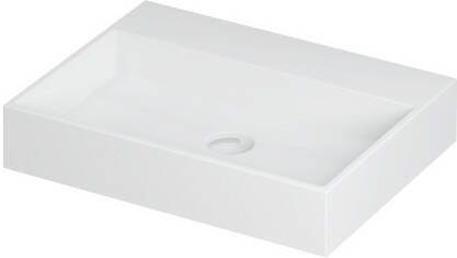 INK Wastafel United Porselein zonder kraangat incl. porseleinen click plug en verborgen overloop systeem 60 cm x 45 cm x 11 cm Mat wit 0206002