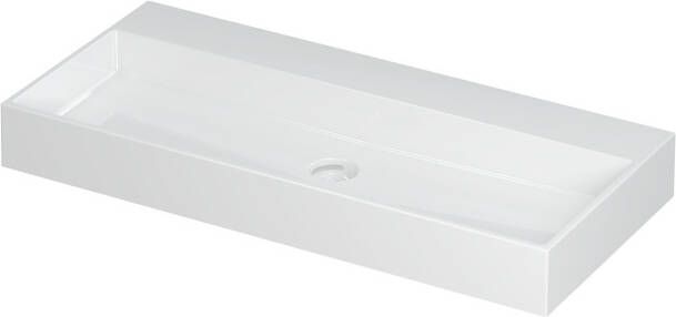 INK Wastafel United Porselein zonder kraangat incl. porseleinen click plug en verborgen overloop systeem 100 cm x 45 cm x 11 cm Glans wit 0206061