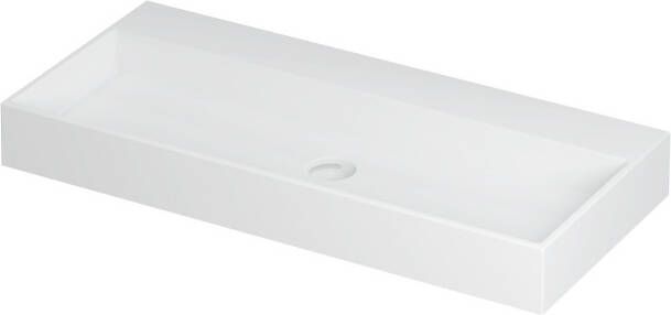 INK Wastafel United Porselein zonder kraangat incl. porseleinen click plug en verborgen overloop systeem 100 cm x 45 cm x 11 cm Mat wit 0206062