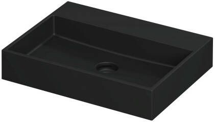 INK Wastafel United Porselein zonder kraangat incl. porseleinen click plug en verborgen overloop systeem 60 cm x 45 cm x 11 cm Mat zwart 0206004