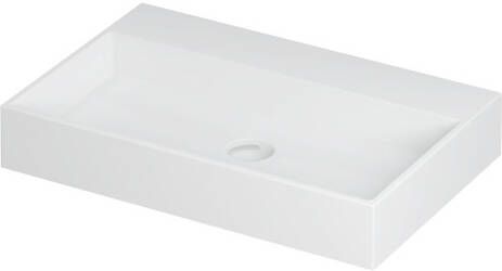 INK Wastafel United Porselein zonder kraangat incl. porseleinen click plug en verborgen overloop systeem 70 cm x 45 cm x 11 cm Mat wit 0206022