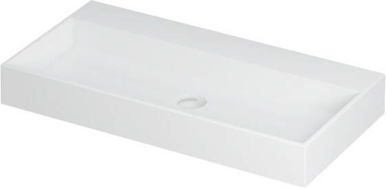 INK Wastafel United Porselein zonder kraangat incl. porseleinen click plug en verborgen overloop systeem 90 cm x 45 cm x 11 cm Mat wit 0206042