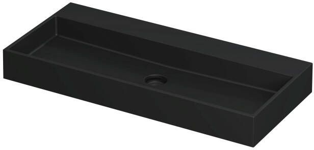 INK Wastafel United Porselein zonder kraangat incl. porseleinen click plug en verborgen overloop systeem 100 cm x 45 cm x 11 cm Mat zwart 0206064